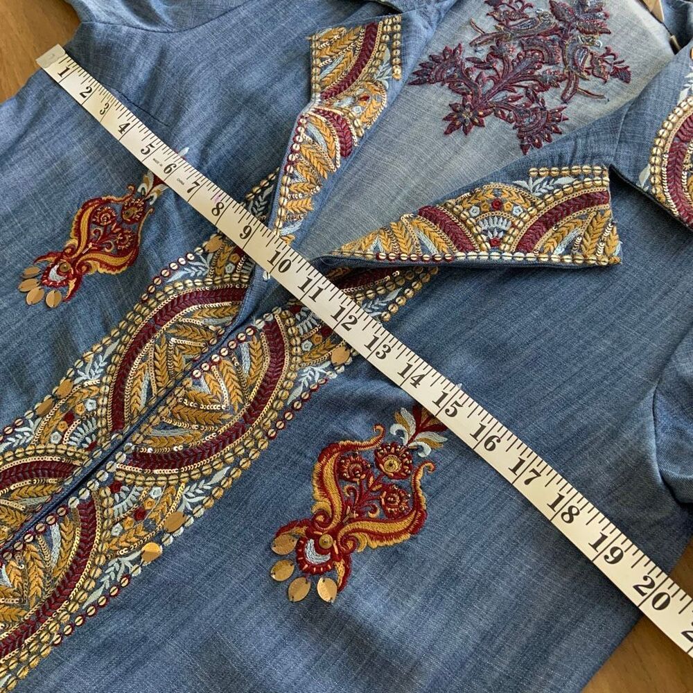 New✨ SOFT SURROUNDINGS Embroidered Tencel Topper (Sz M) - Picture 12 of 13
